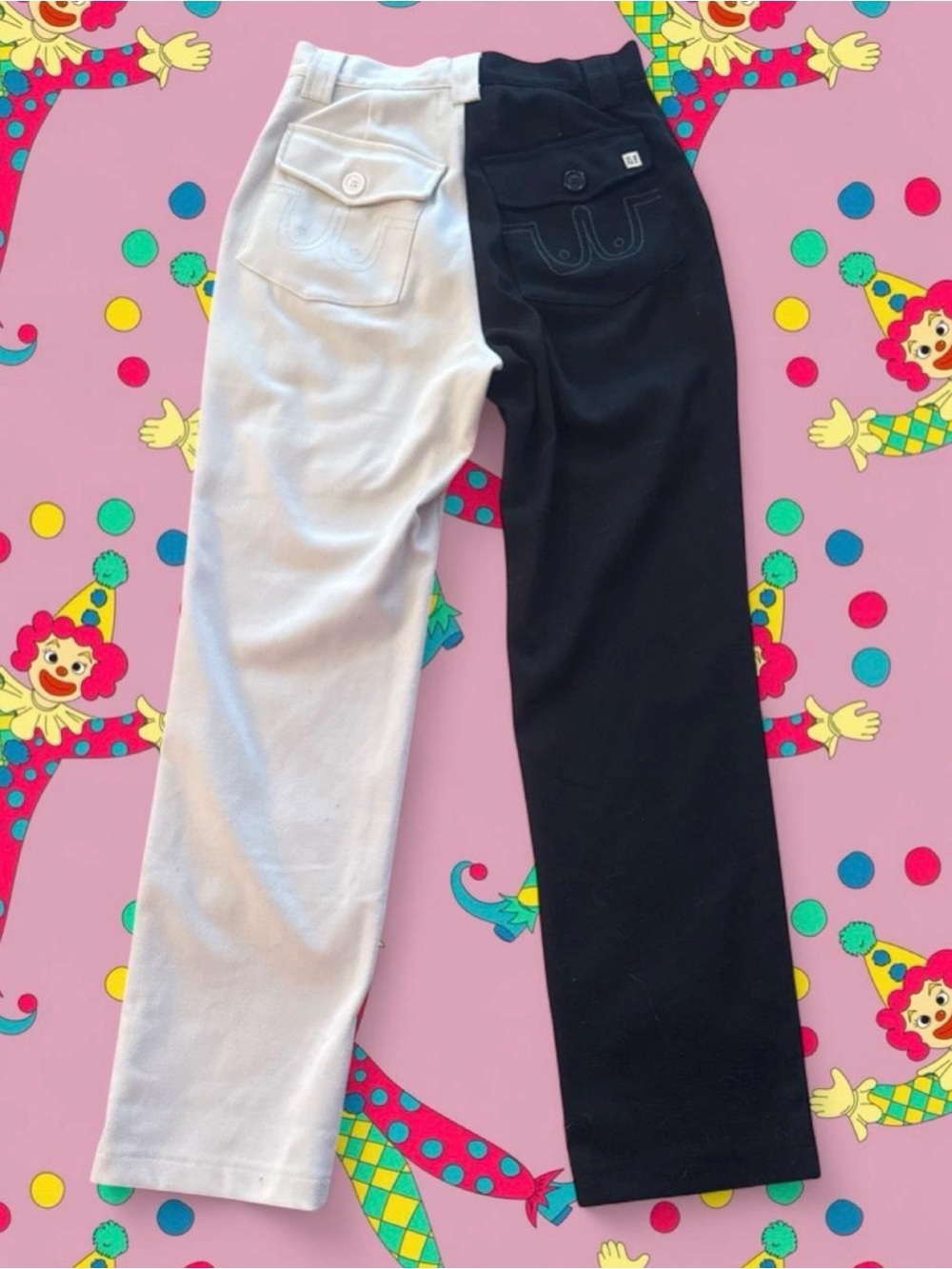 Fashion Brand Company Two-Tone Split Leg Pants in Black and White